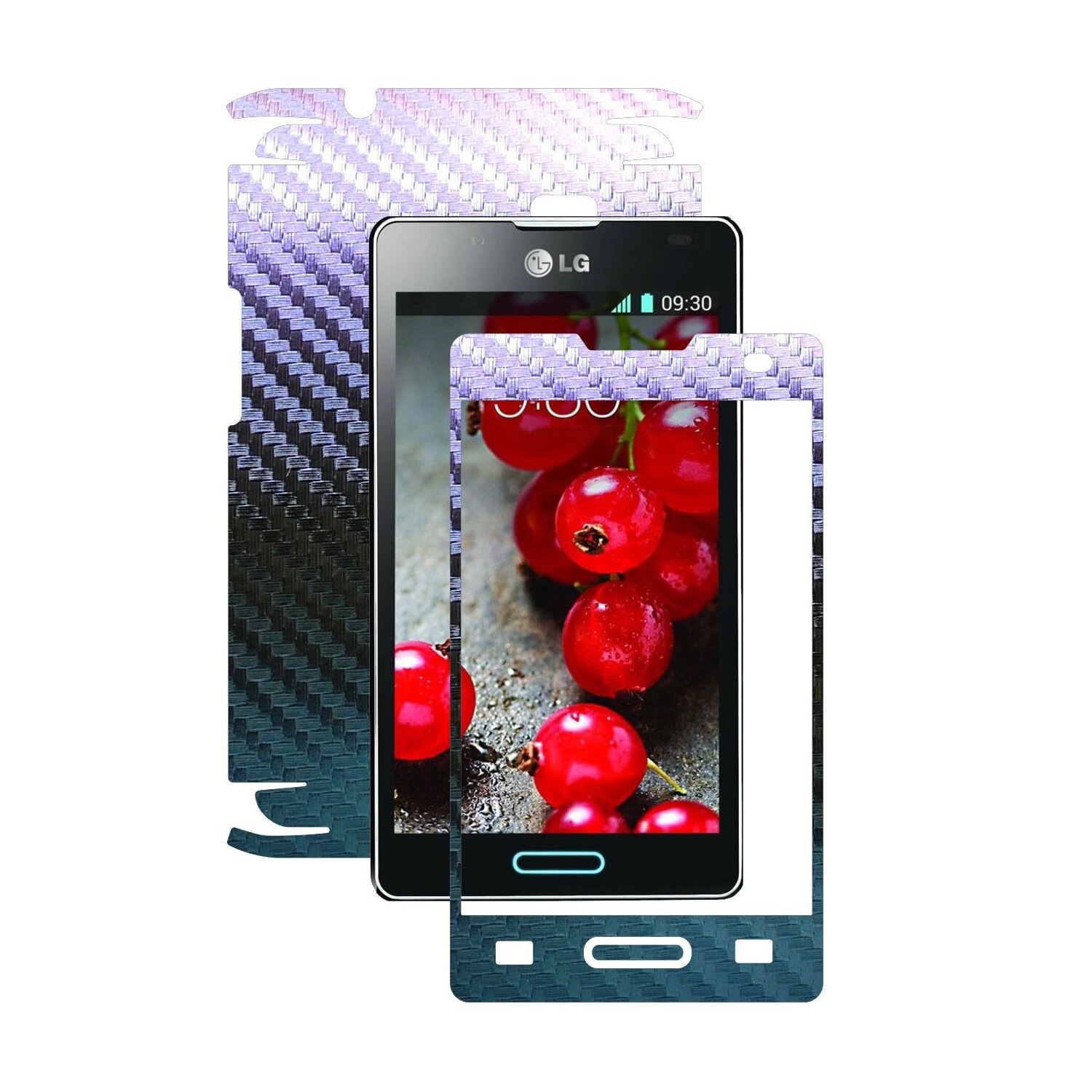 Folie de protectie Carbon Skinz, Husa de tip Skin Adeziv pentru Carcasa, Carbon Cameleon dedicata LG Optimus L4 II