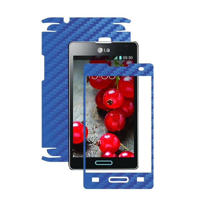 Защитно фолио Carbon Skinz, Адхезивно защитно покритие за калъф, Blue Carbon, посветено на LG Optimus L4 II