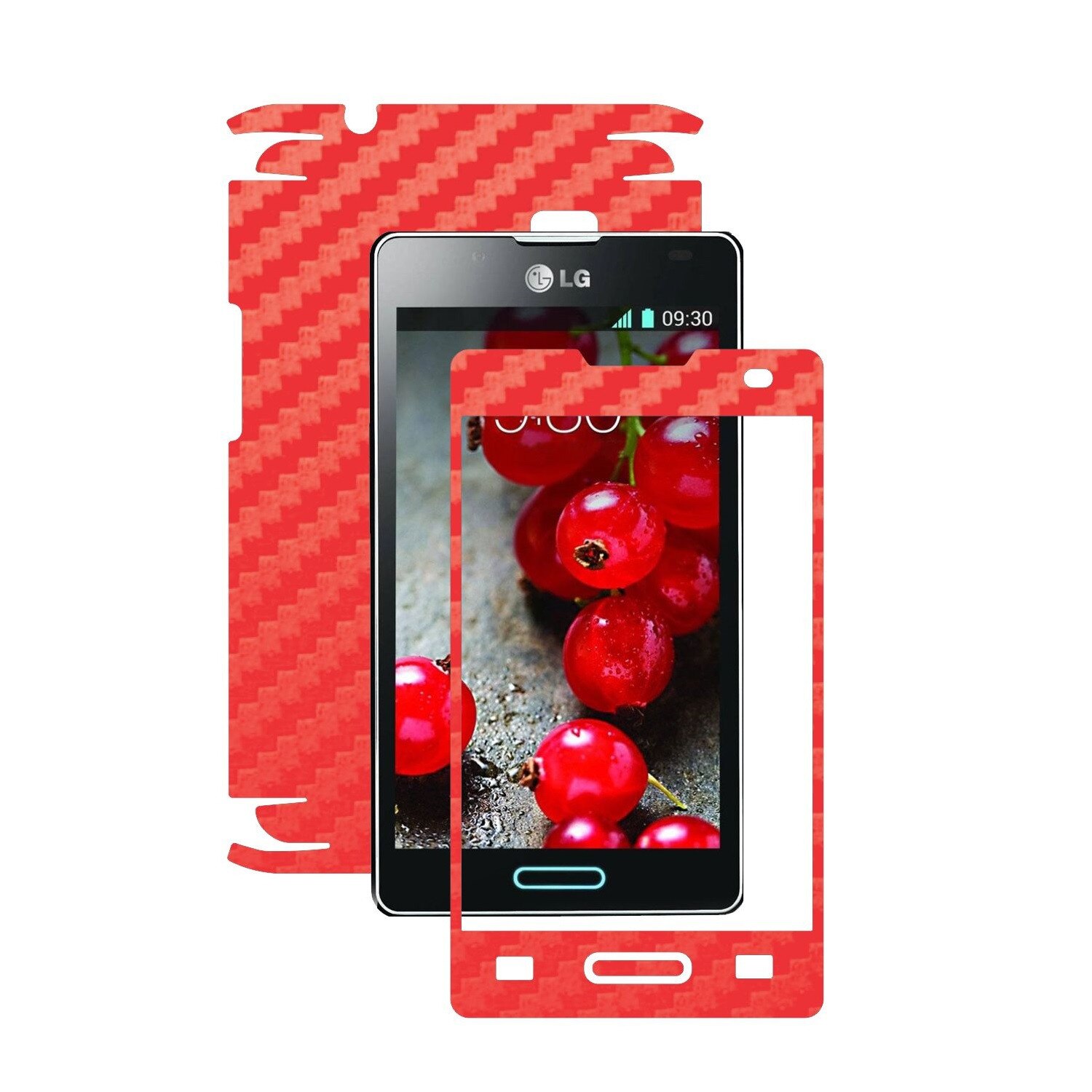Folie de protectie Carbon Skinz, Husa de tip Skin Adeziv pentru Carcasa, Carbon Rosu dedicata LG Optimus L4 II