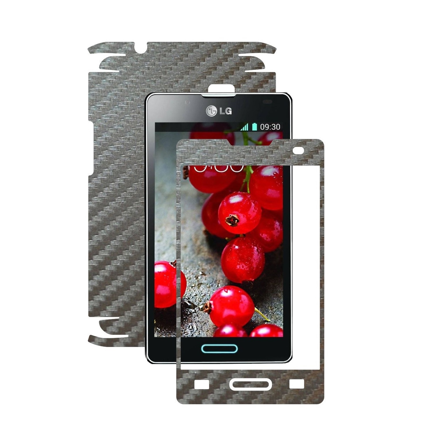 Folie de protectie Carbon Skinz, Husa de tip Skin Adeziv pentru Carcasa, Carbon Gri Argintiu dedicata LG Optimus L4 II