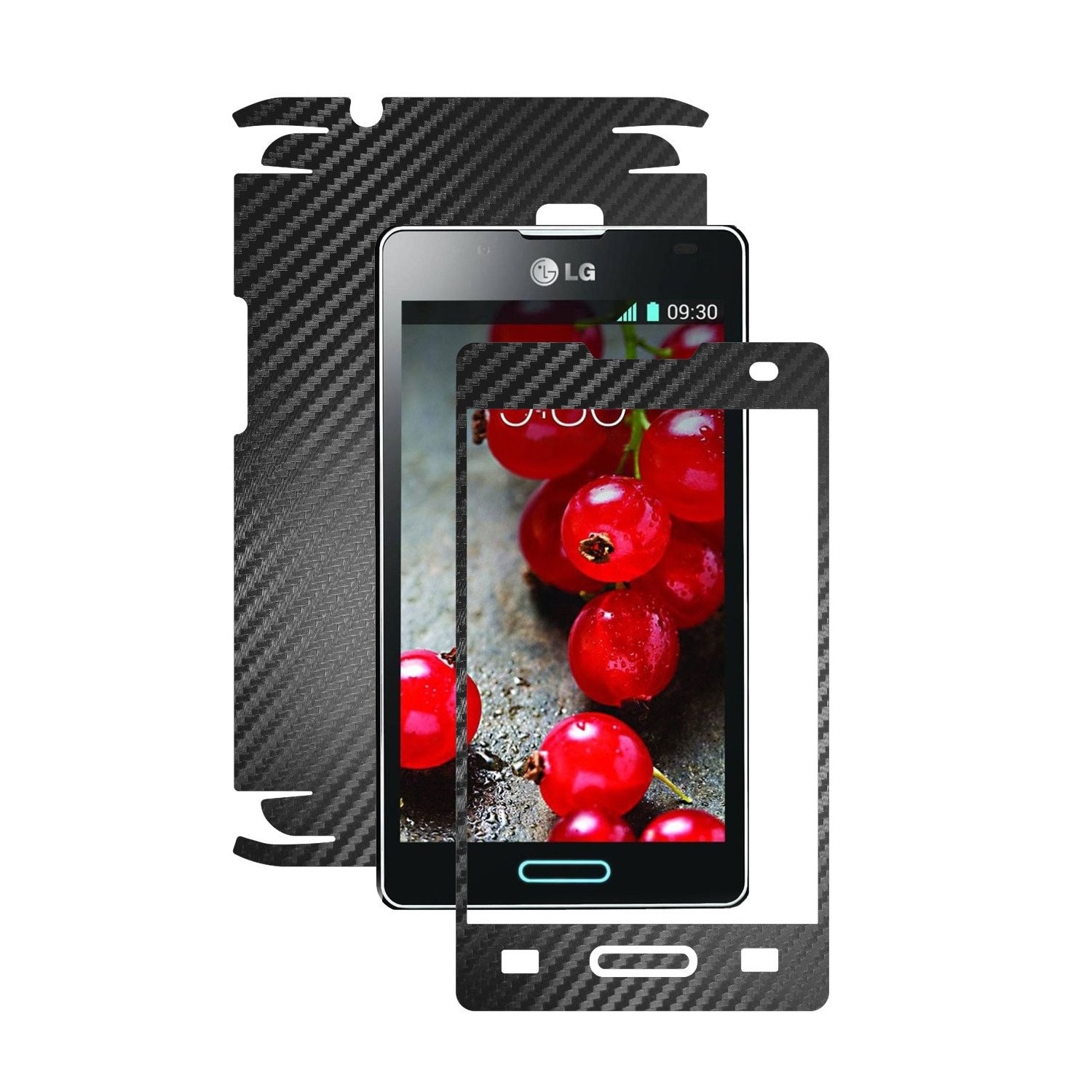 Folie de protectie Carbon Skinz, Husa de tip Skin Adeziv pentru Carcasa, Carbon Negru dedicata LG Optimus L4 II