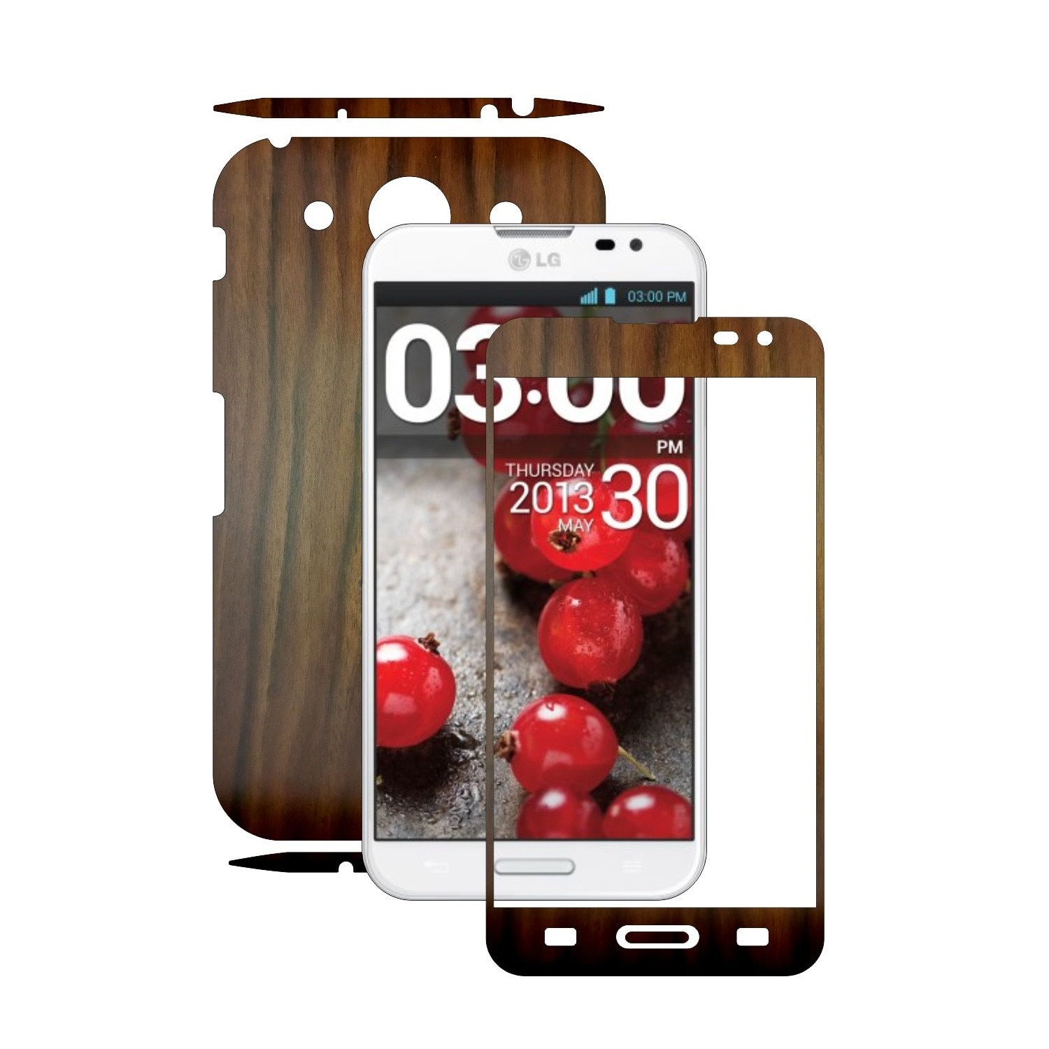 Folie de protectie Carbon Skinz, Husa de tip Skin Adeziv pentru Carcasa, Lemn Nuc Inchis dedicata LG Optimus G PRO