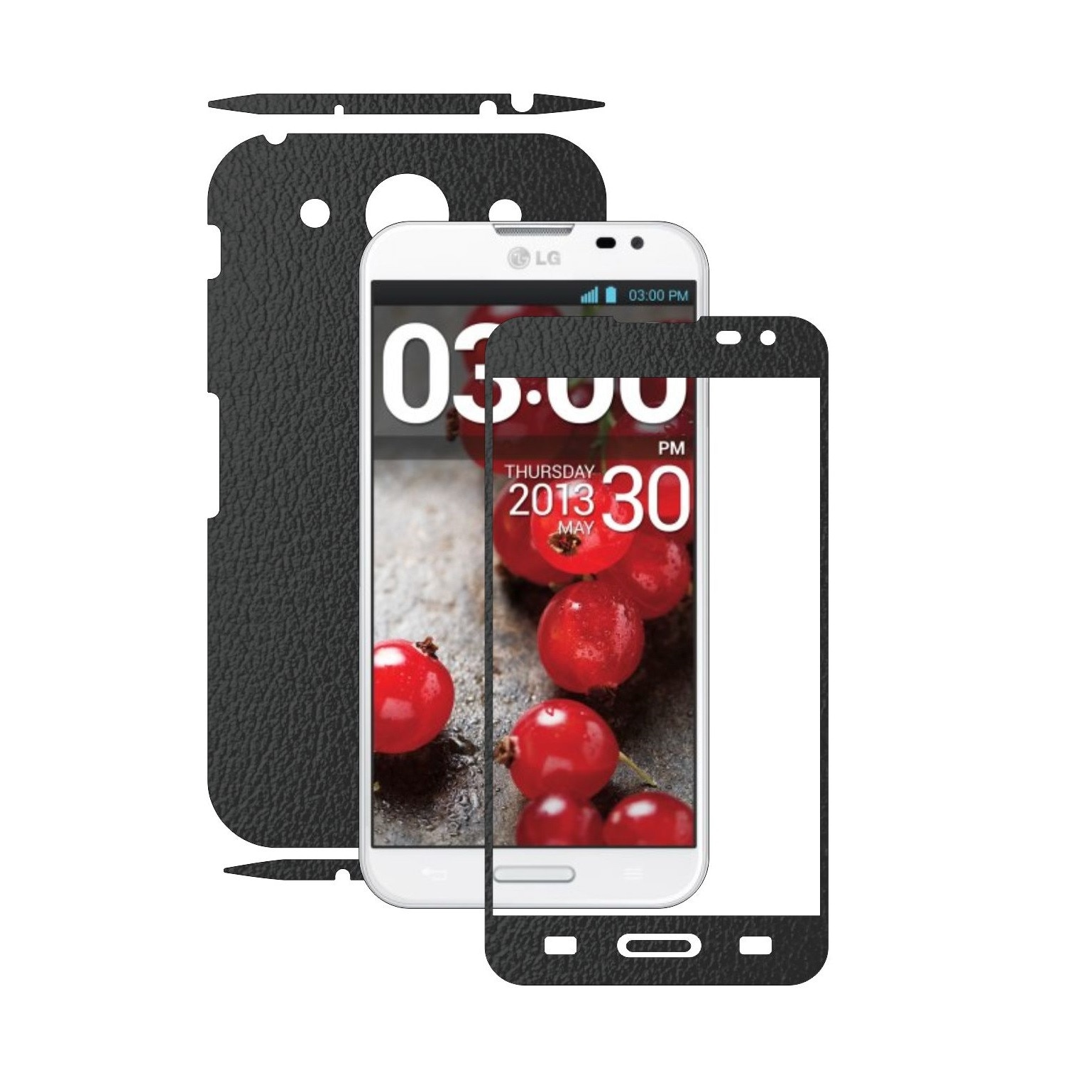 Folie de protectie Carbon Skinz, Husa de tip Skin Adeziv pentru Carcasa, Piele Neagra dedicata LG Optimus G PRO