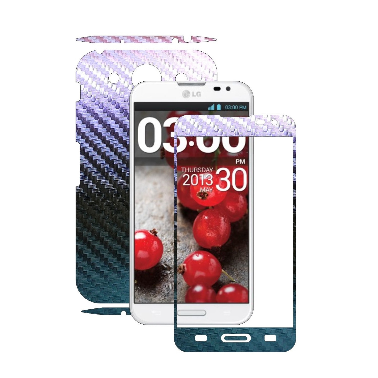 Folie de protectie Carbon Skinz, Husa de tip Skin Adeziv pentru Carcasa, Carbon Cameleon dedicata LG Optimus G PRO