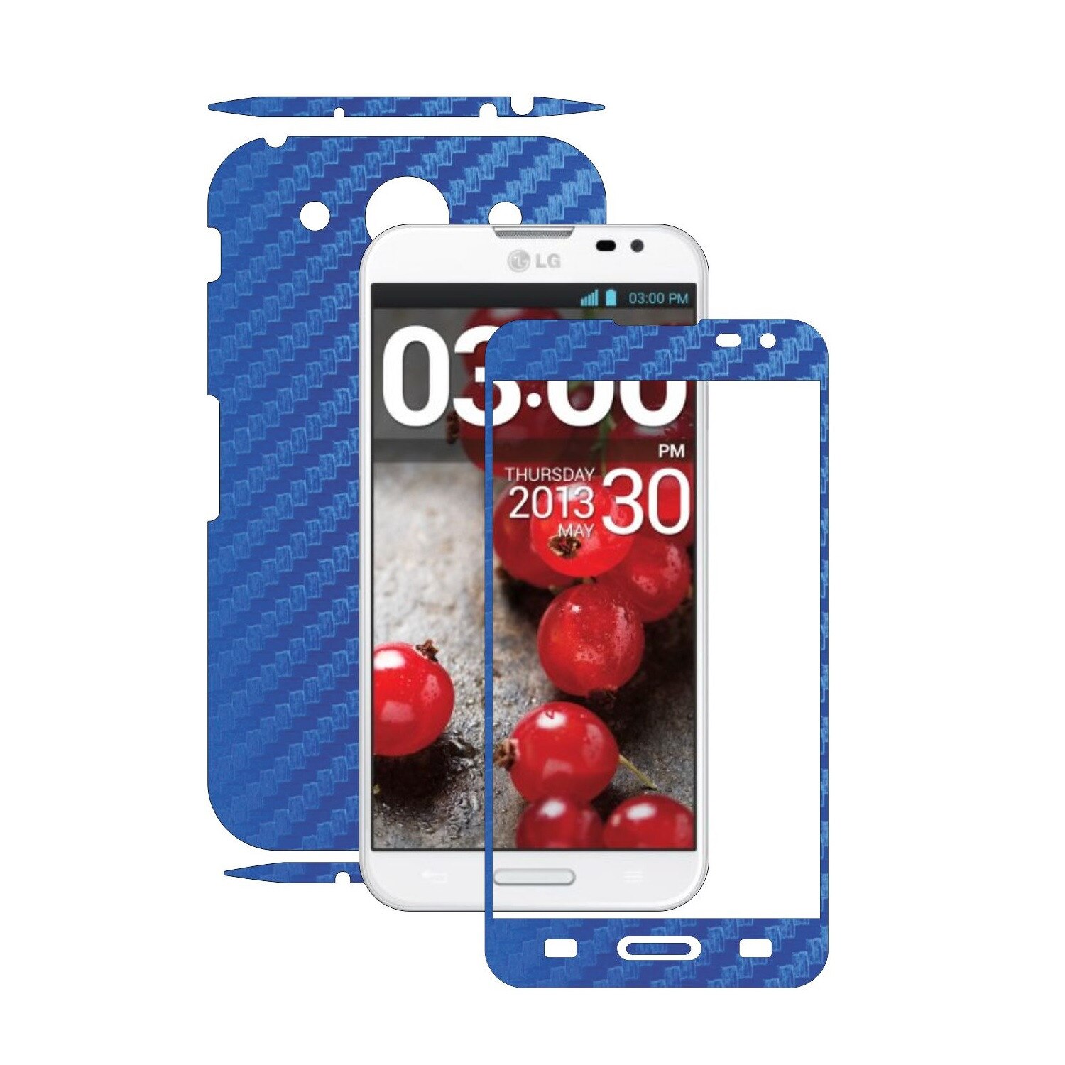 Folie de protectie Carbon Skinz, Husa de tip Skin Adeziv pentru Carcasa, Carbon Albastru dedicata LG Optimus G PRO