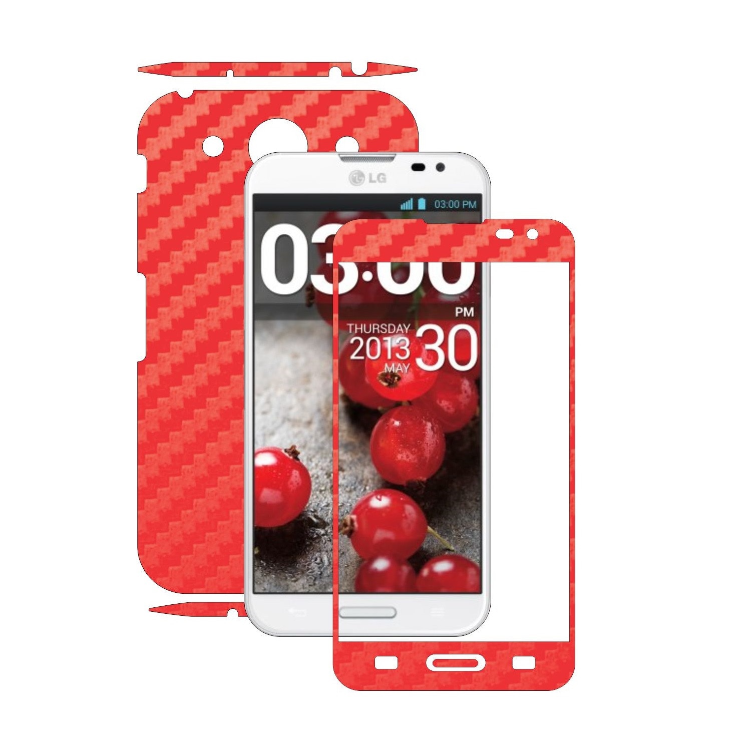 Folie de protectie Carbon Skinz, Husa de tip Skin Adeziv pentru Carcasa, Carbon Rosu dedicata LG Optimus G PRO