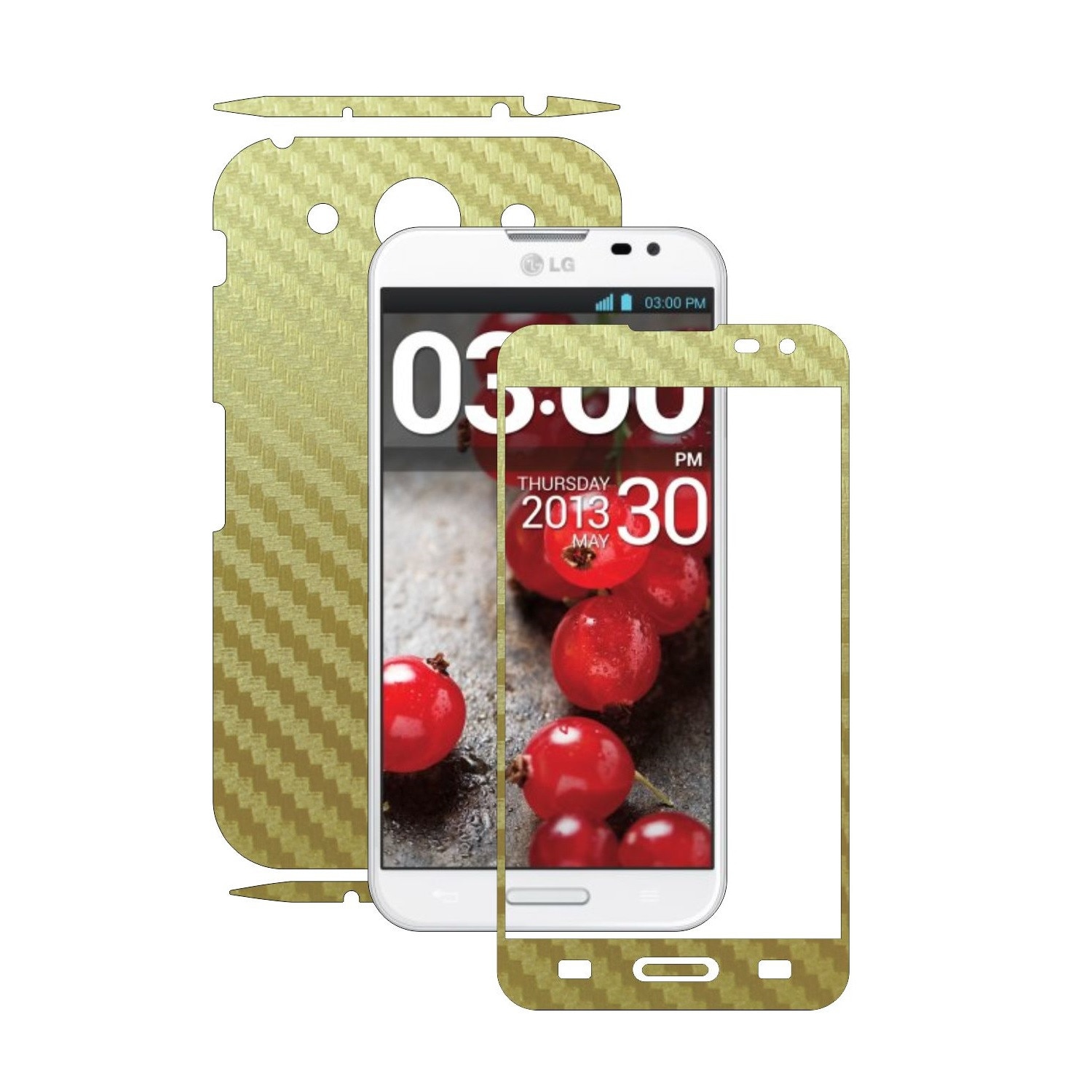 Folie de protectie Carbon Skinz, Husa de tip Skin Adeziv pentru Carcasa, Carbon Auriu dedicata LG Optimus G PRO