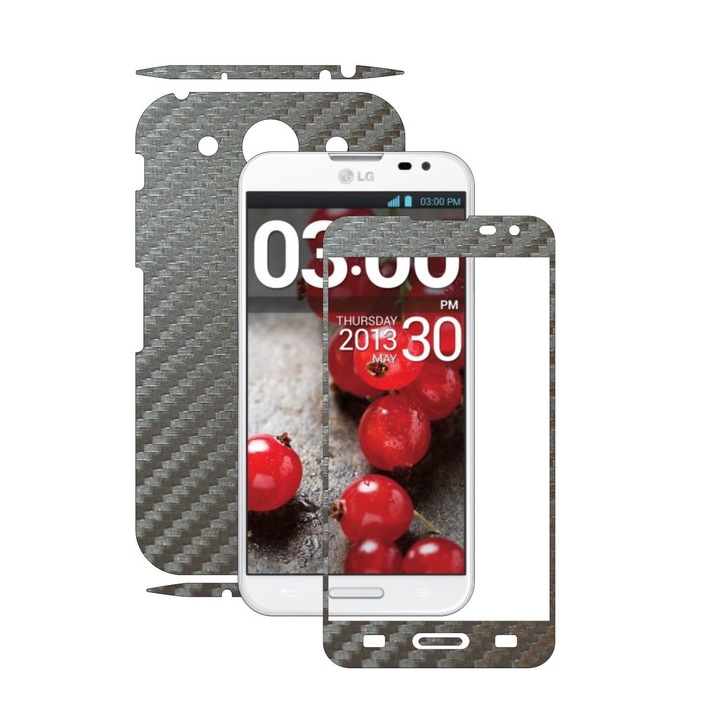 Защитно фолио Carbon Skinz, Адхезивно защитно покритие за калъф, Carbon Grey Silver, посветено на LG Optimus G PRO