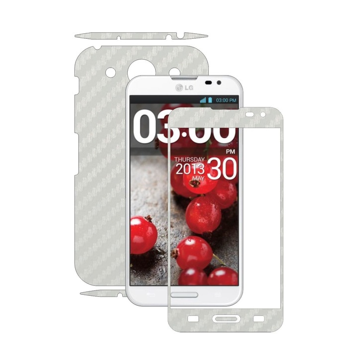 Защитен филм Carbon Skinz, Adhesive Skin Cover for the Case, White Carbon, посветен на LG Optimus G PRO
