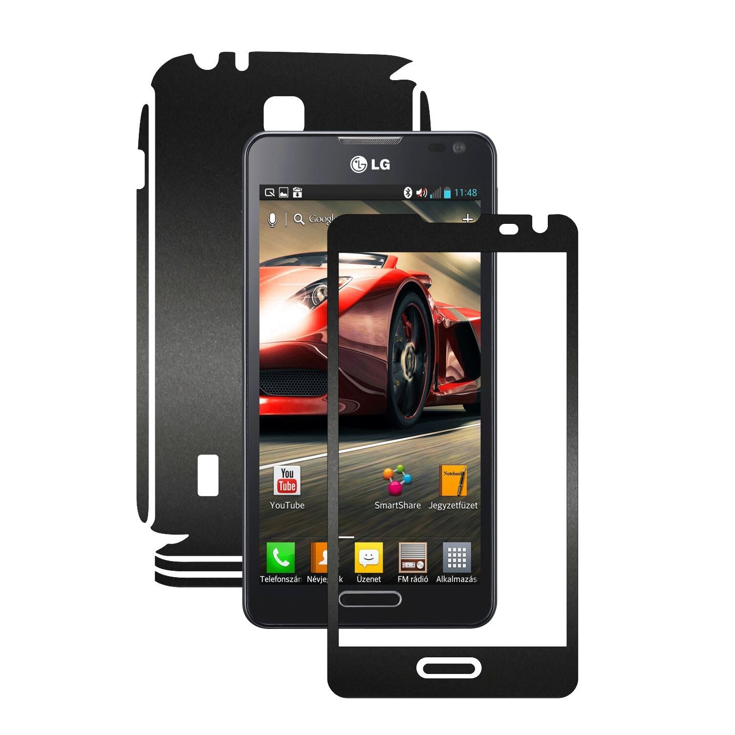 Folie de protectie Carbon Skinz, Husa de tip Skin Adeziv pentru Carcasa, Negru Mat dedicata LG Optimus F6