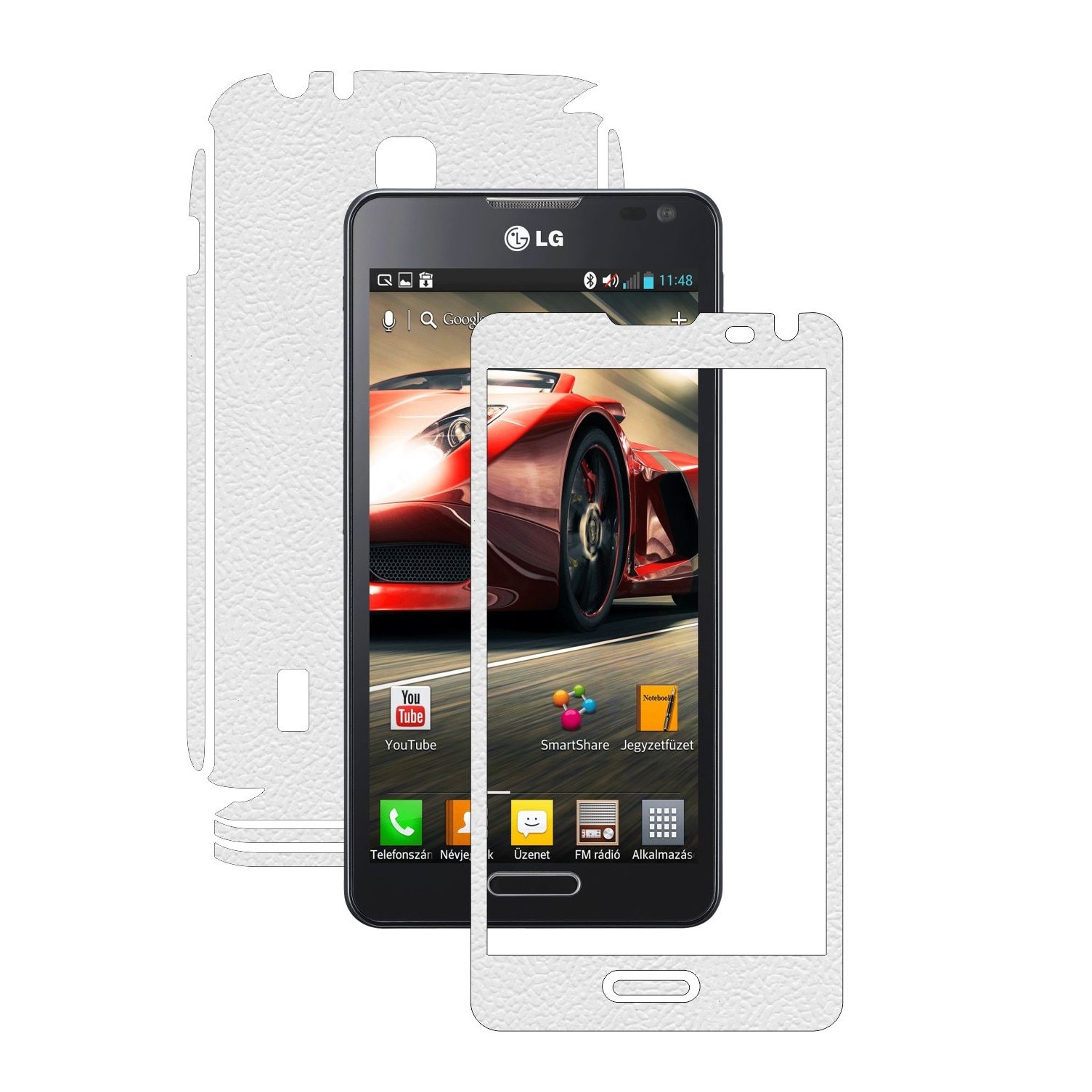 Folie de protectie Carbon Skinz, Husa de tip Skin Adeziv pentru Carcasa, Piele Alba dedicata LG Optimus F6