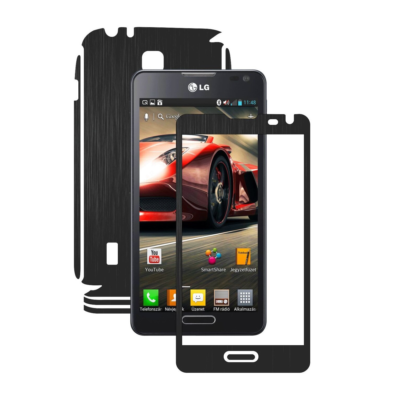 Folie de protectie Carbon Skinz, Husa de tip Skin Adeziv pentru Carcasa, Brushed Negru dedicata LG Optimus F6