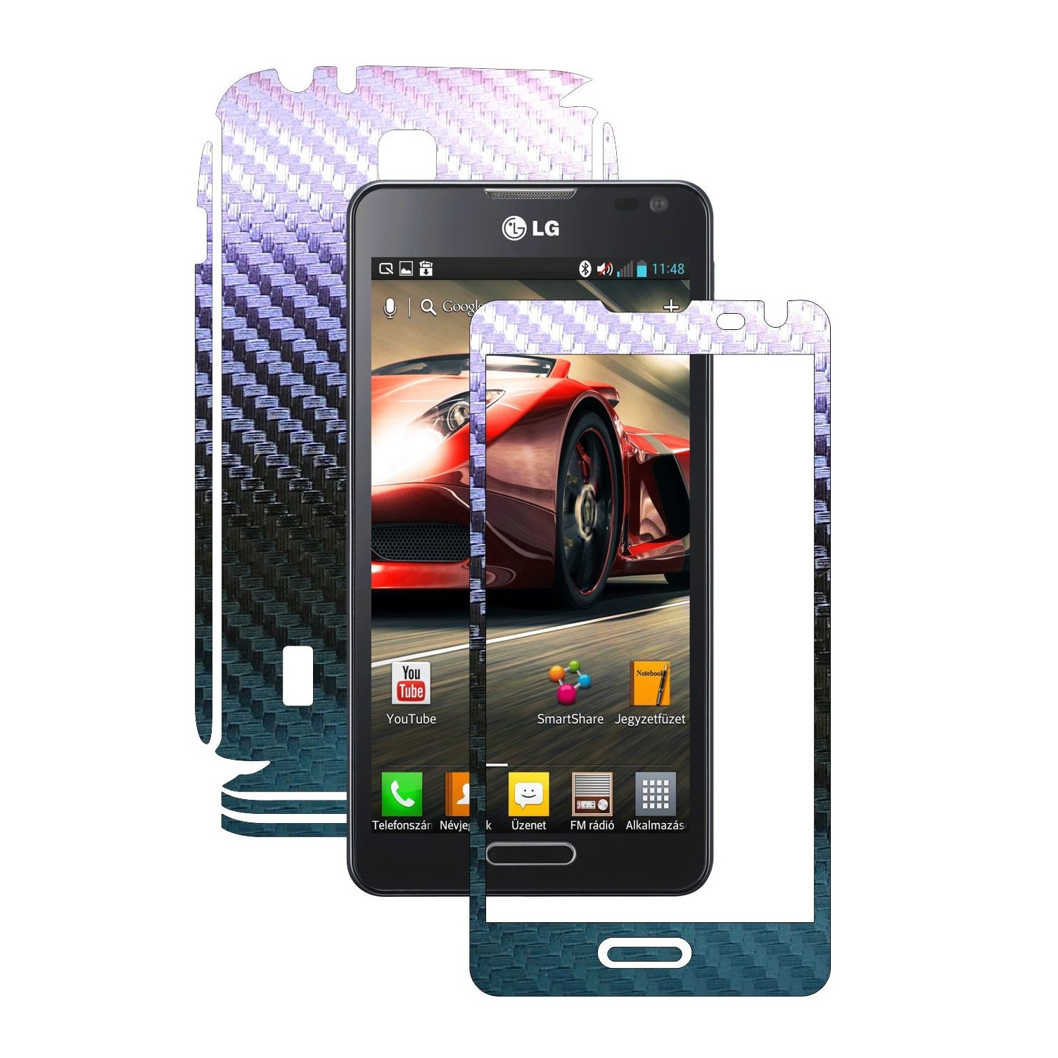 Folie de protectie Carbon Skinz, Husa de tip Skin Adeziv pentru Carcasa, Carbon Cameleon dedicata LG Optimus F6