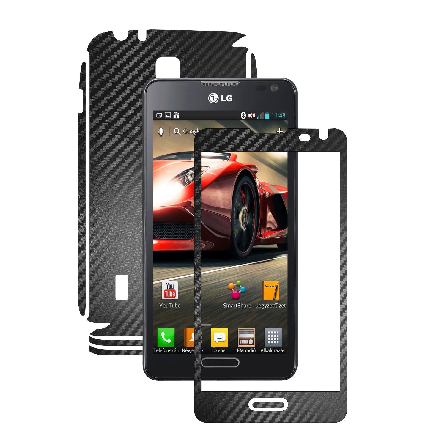Folie de protectie Carbon Skinz, Husa de tip Skin Adeziv pentru Carcasa, Carbon Negru dedicata LG Optimus F6