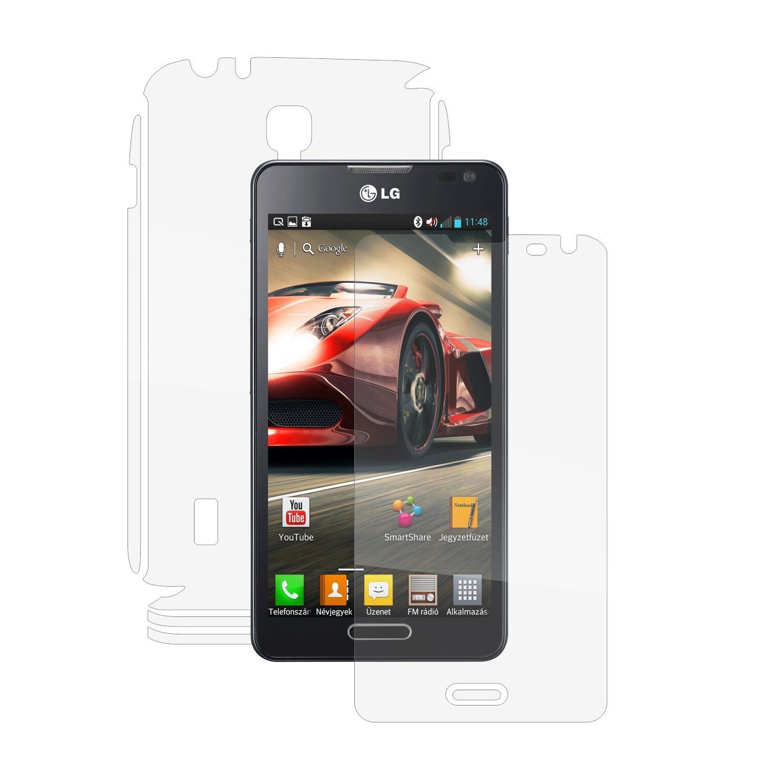 Folie Protectie Full Body Invisible Skinz Ultra-Clear HD, Husa Transparenta de tip Skin Adeziv pentru Carcasa si Ecran, dedicata LG Optimus F6