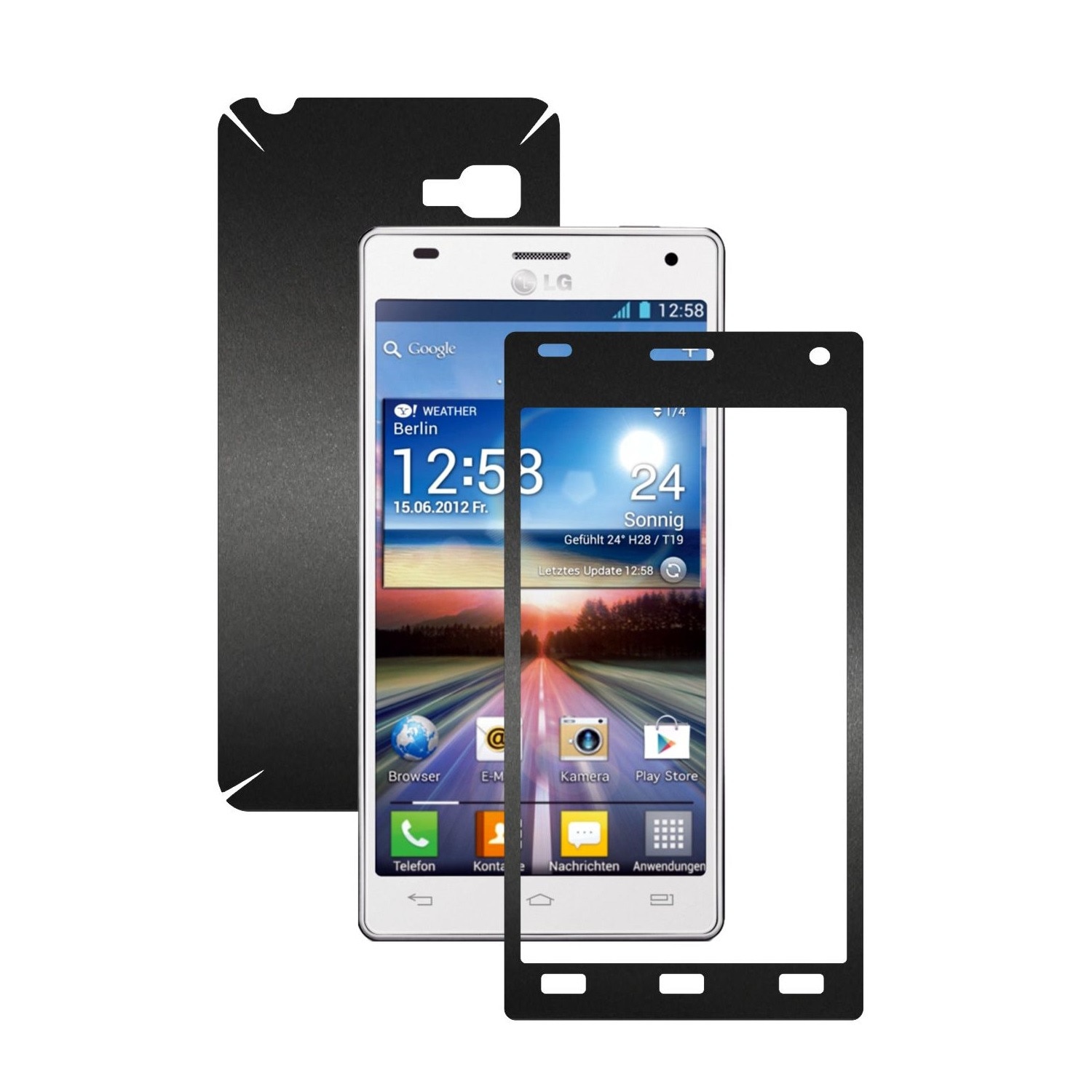 Folie de protectie Carbon Skinz, Husa de tip Skin Adeziv pentru Carcasa, Negru Mat dedicata LG Optimus 4X HD