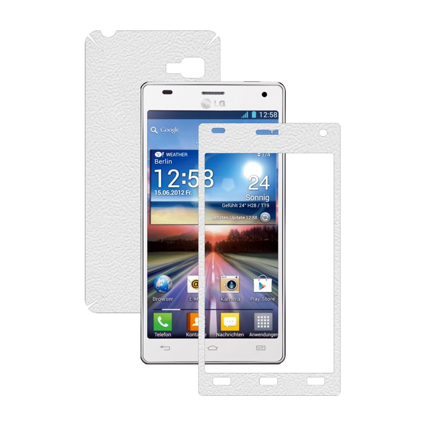 Folie de protectie Carbon Skinz, Husa de tip Skin Adeziv pentru Carcasa, Piele Alba dedicata LG Optimus 4X HD
