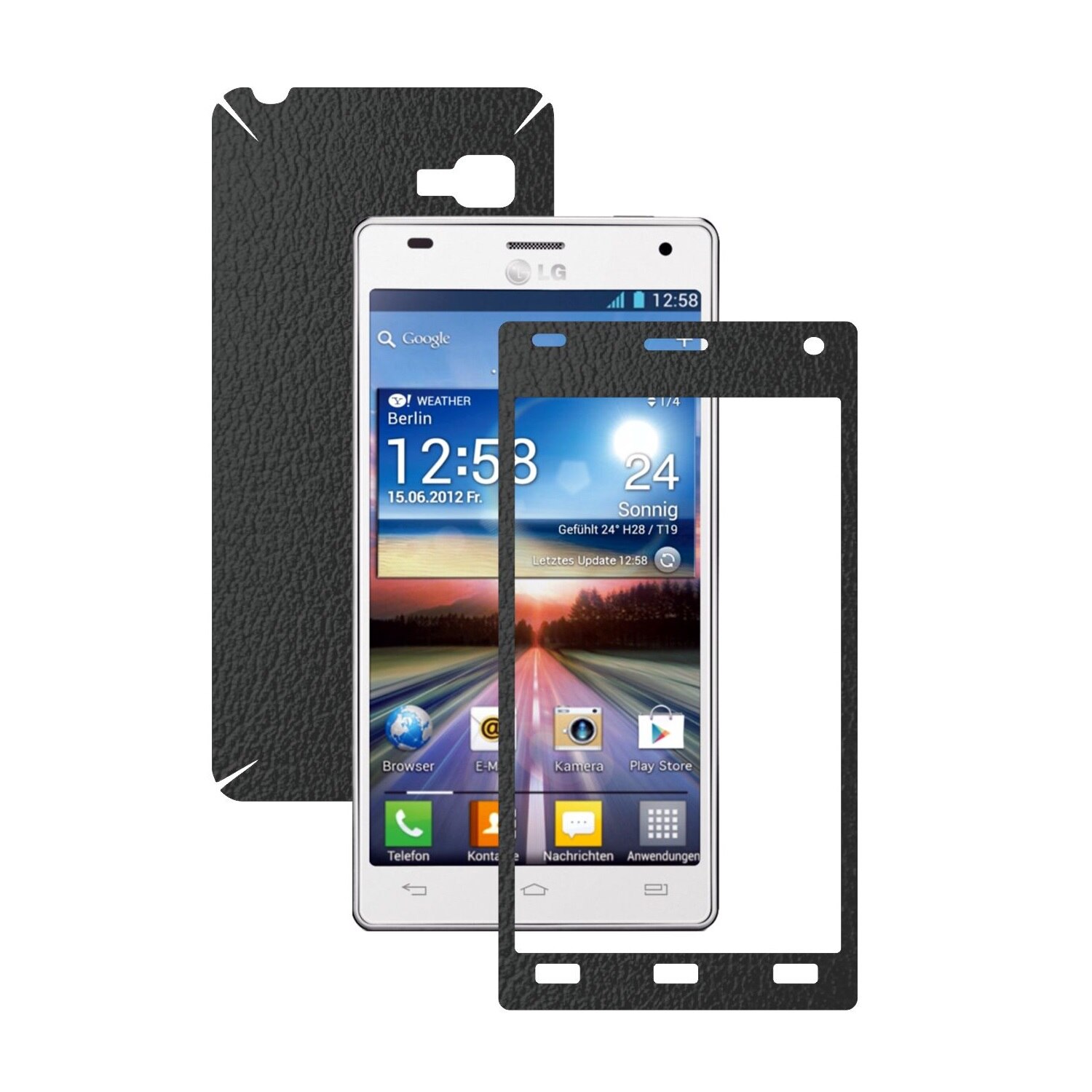 Folie de protectie Carbon Skinz, Husa de tip Skin Adeziv pentru Carcasa, Piele Neagra dedicata LG Optimus 4X HD