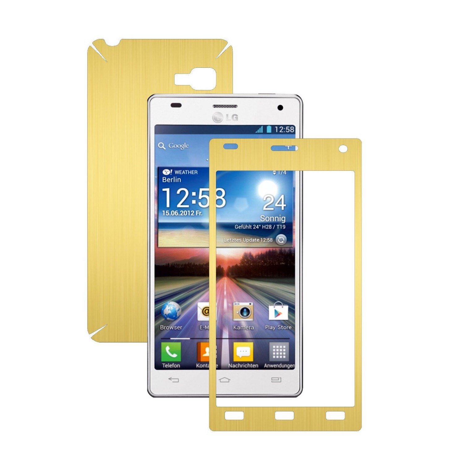 Folie de protectie Carbon Skinz, Husa de tip Skin Adeziv pentru Carcasa, Brushed Auriu dedicata LG Optimus 4X HD