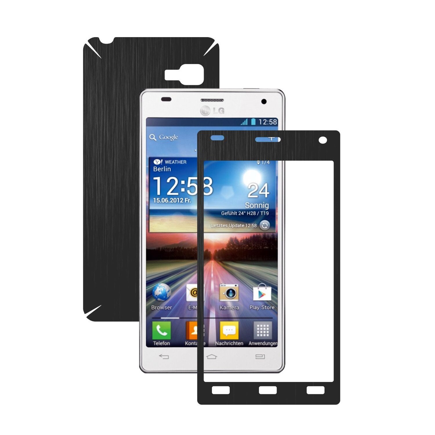 Folie de protectie Carbon Skinz, Husa de tip Skin Adeziv pentru Carcasa, Brushed Negru dedicata LG Optimus 4X HD