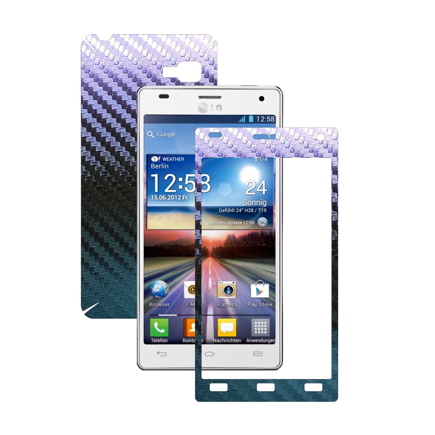 Folie de protectie Carbon Skinz, Husa de tip Skin Adeziv pentru Carcasa, Carbon Cameleon dedicata LG Optimus 4X HD