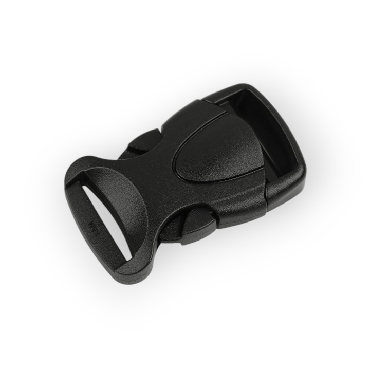 Trident műanyag csat textíliákhoz, szélesség 26 mm, méretek 36 x 60 mm Fekete