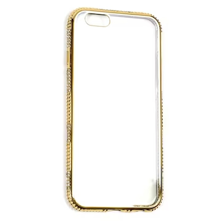 Силиконов кейс JUP Rhinestone Crystals 16746261 O, Съвместим с Apple iPhone 6 / 6S gold, Устойчивост на удари, Златист