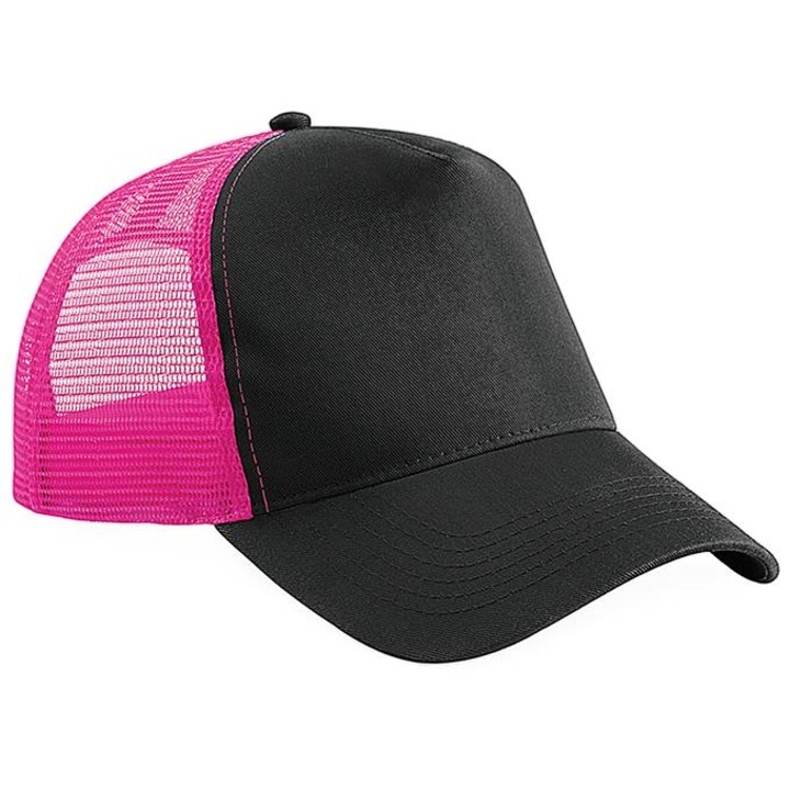 Sapca trucker, Beechfield, negru-fucsia