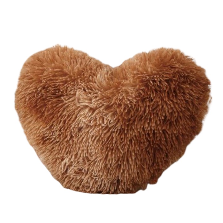Perna decorativa Fluffy, forma Inima, Jojo Home, 40x30x10cm, Maro