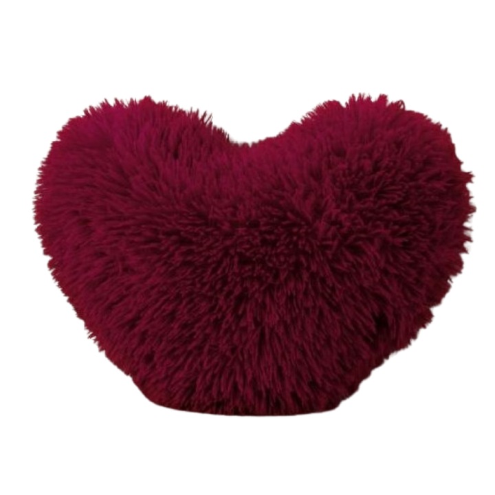 Пухкава декоративна възглавница, форма на сърце, Jojo Home, 40x30x10см, череша