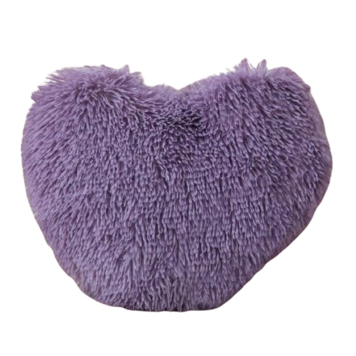 Perna decorativa Fluffy, forma Inima, Jojo Home, 40x30x10cm, Lila