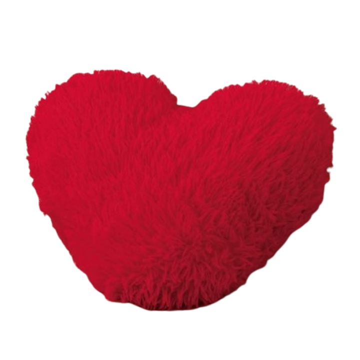 Пухкава декоративна възглавница, форма на сърце, Jojo Home, 40x30x10см, червена