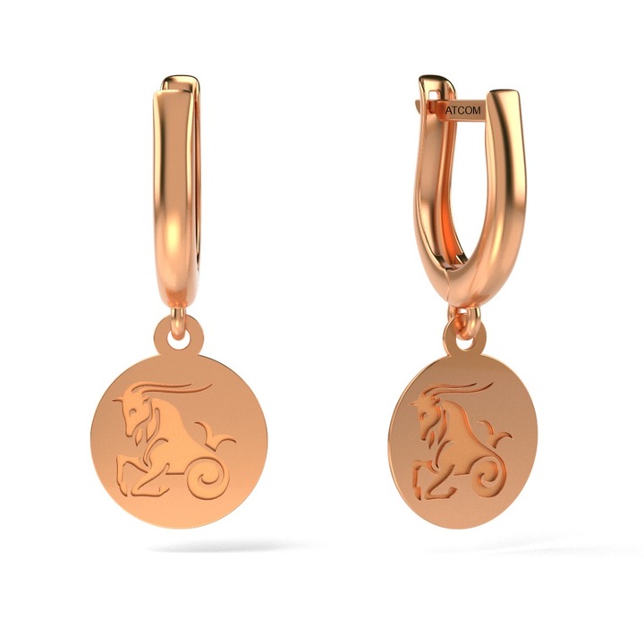 Cercei din aur roz model Capricorn