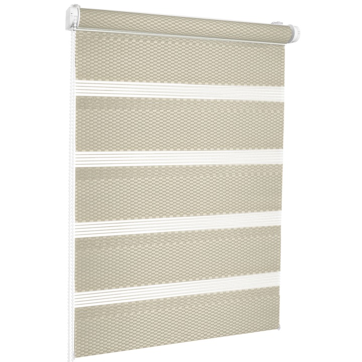 Текстилна ролетна щора, ратанова структура, неинвазивен монтаж, тип Ден и Нощ GRIN, P+R, 57x150 cm, светлокафява