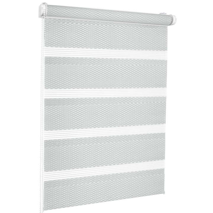 Roleta textila, structura de ratan, instalare non-invaziva, rulou Zi si Noapte GRIN, Jaluzea, P+R, 38 cm x 150 cm, gri deschis