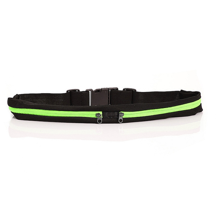 Зелена спортна чанта за бягане със специални джобове за мобилен телефон и други аксесоари, регулируема