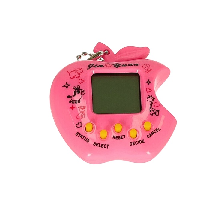 Интерактивна играчка Тамагочи VRZ, Ябълка, Tamagotchi има 168 различни животни в едно, Електронна игра, Розов, 5+