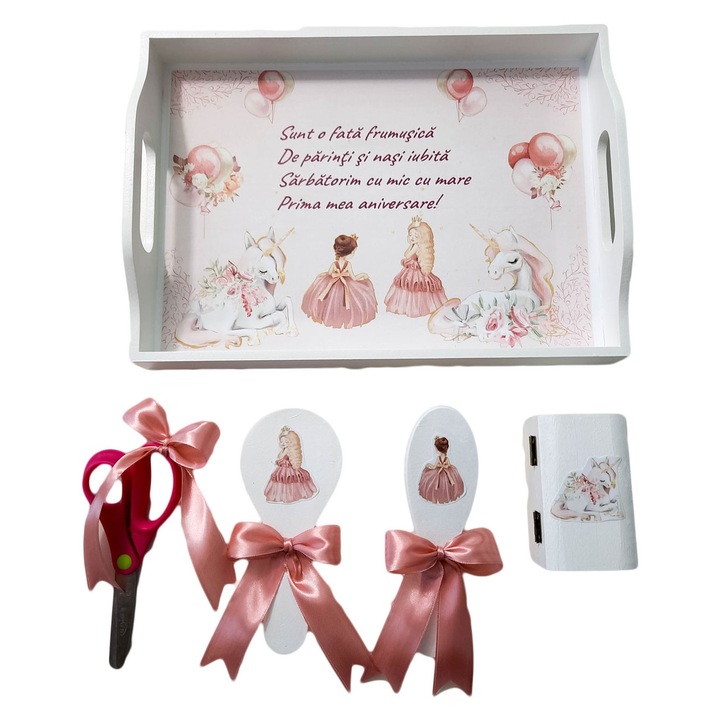 Set taiere mot, 5 piese, model Printesa Unicorn