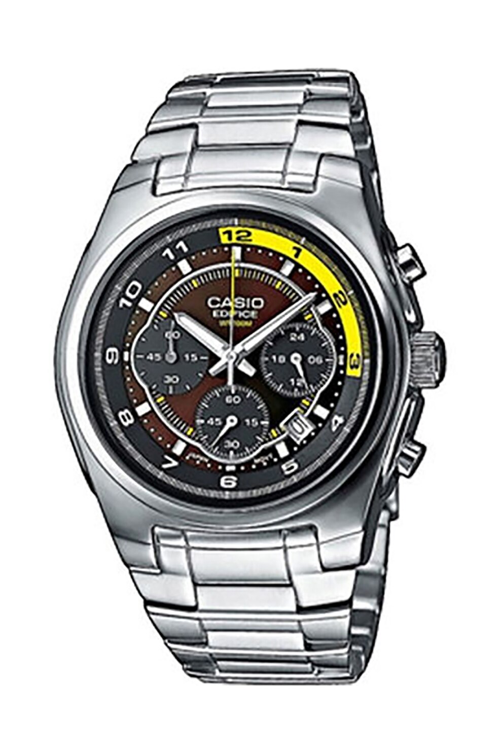 Casio, Ceas cronograf din otel inoxidabil, Argintiu, Negru