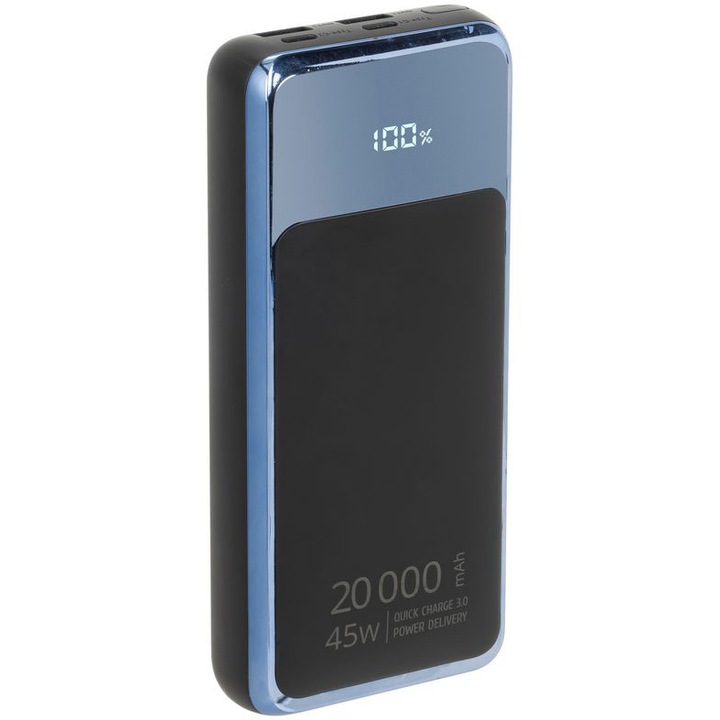 Baterie portabila pentru laptop Rivacase VA1075 (20000 mAh), QC/PD 45W, LCD, Negru