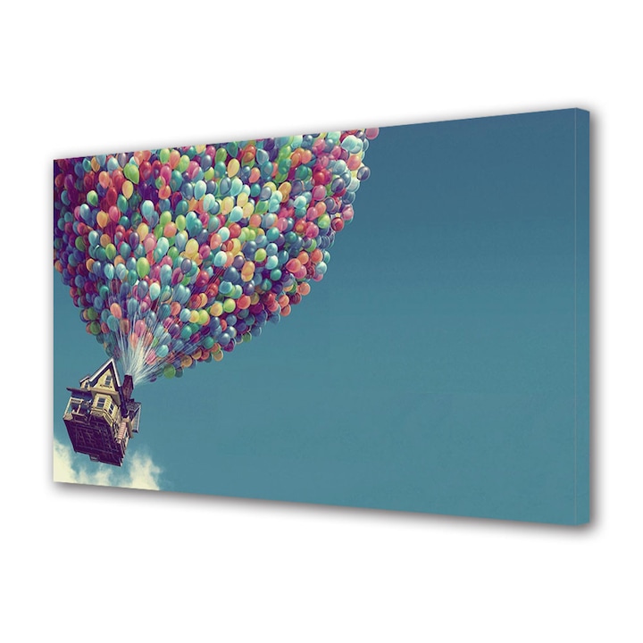 Tablou Canvas Luminos in intuneric VarioView LED Animatie pentru copii Up Casa Zburatoare , 50 x 70 cm