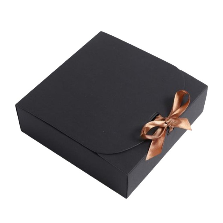 Тънка картонена подаръчна кутия с панделка - 24х24х6 см - 10 бр