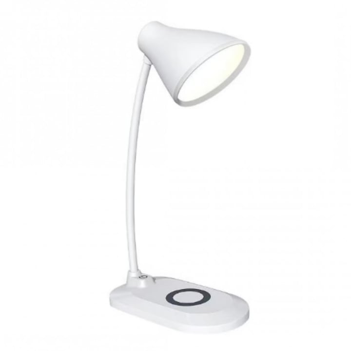 Led asztali lámpa vezeték nélküli töltő funkcióval telefonokhoz, fehér színű