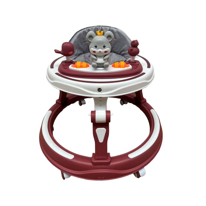 Pre-walker, Go Kart, 3 в 1, силиконови колела, музикален, с матрак и родителски контрол, +6 месеца, червен
