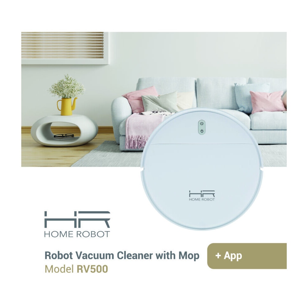 Robot aspirator smart HOME ROBOT RV500, umed-uscat, Wi-Fi, putere 2000 Pa, 200 ml