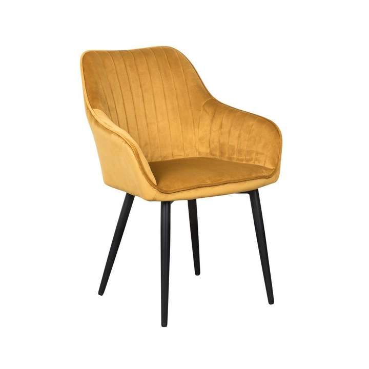 Scaun dining galben mustar, catifea, 60 x 84 x 61 cm, Turin Invicta