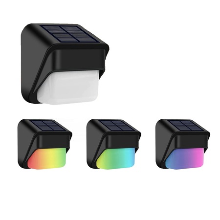 Комплект от 4 външни соларни лампи, с RGB LED, водоустойчив IP65, топло ...
