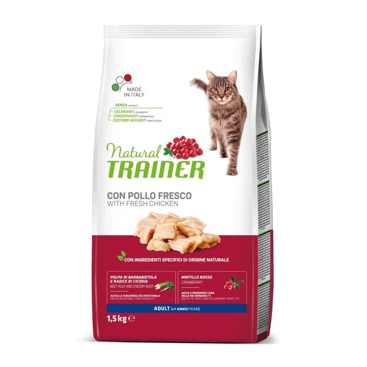 Суха храна за котки Natural Trainer Cat Adult Chicken, 1,5 кг
