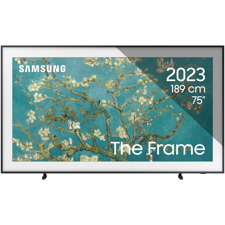 Телевизор SAMSUNG Tablou QLED The Frame 75LS03BG, 75" (189 см), Smart, 4K Ultra HD, 100Hz, Клас G (Модел 2023)