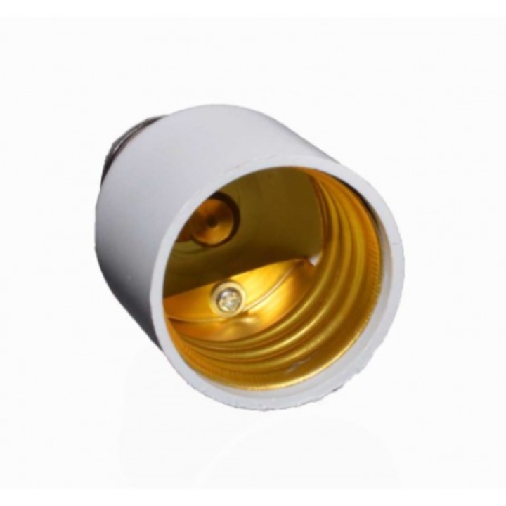 Adaptor practic Steukens, pentru dulie, E14-E27, fabricat din plastic alb